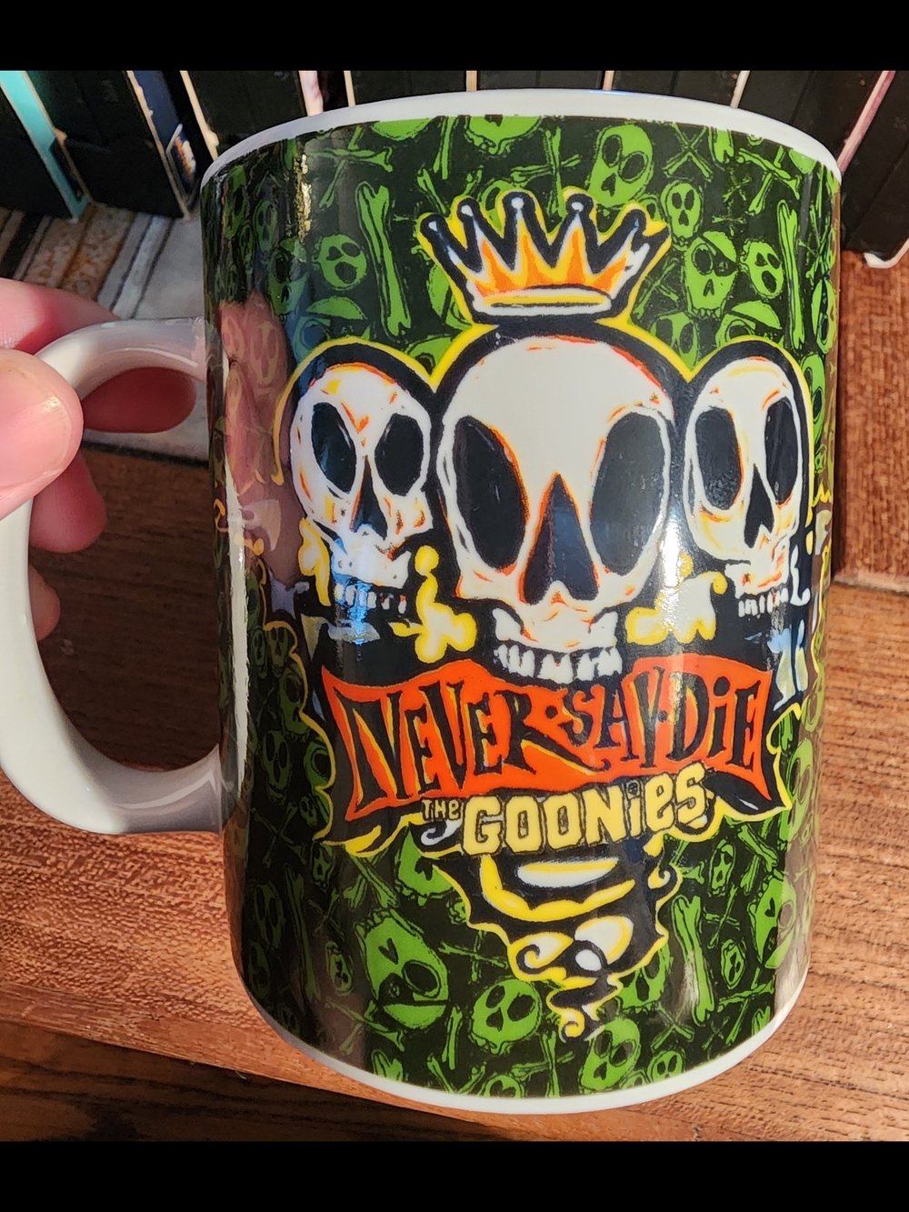 The Goonies 'Never Say Die' Skull Graphic Ceramic Mug